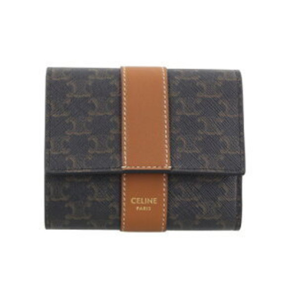 Celine Tri Brown Wallet TAN Triomphe - Picture 1 of 8